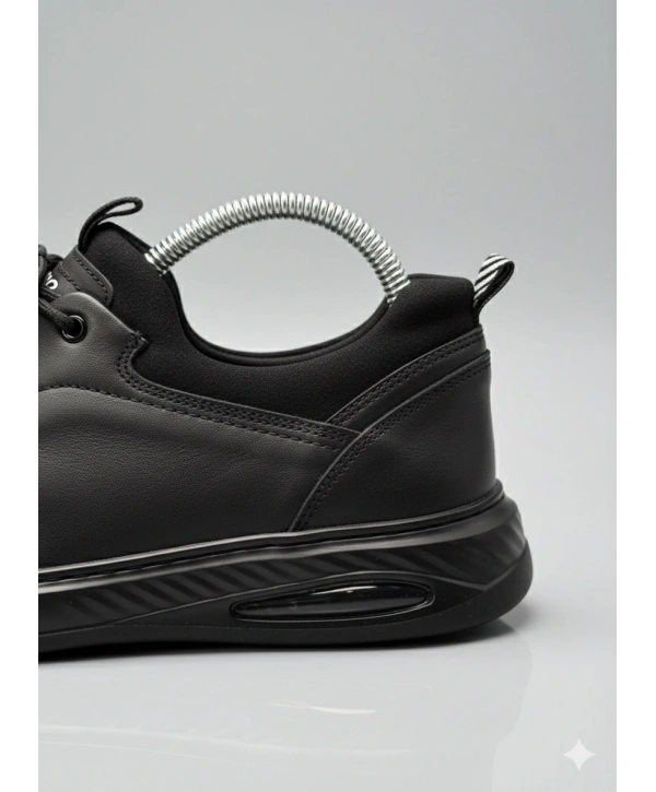 Erkek Günlük İçi Dışı Deri Snakers Casual Ayakkabı- Siyah