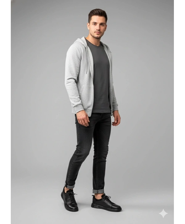 Erkek Günlük İçi Dışı Deri Snakers Casual Ayakkabı- Siyah