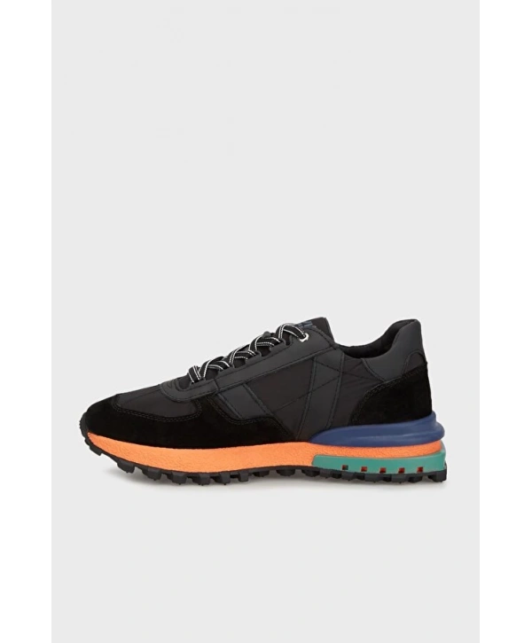 Erkek Günlük Ortopedik Akıllı Taban Spor Ayakkabı- Siyah-Turuncu