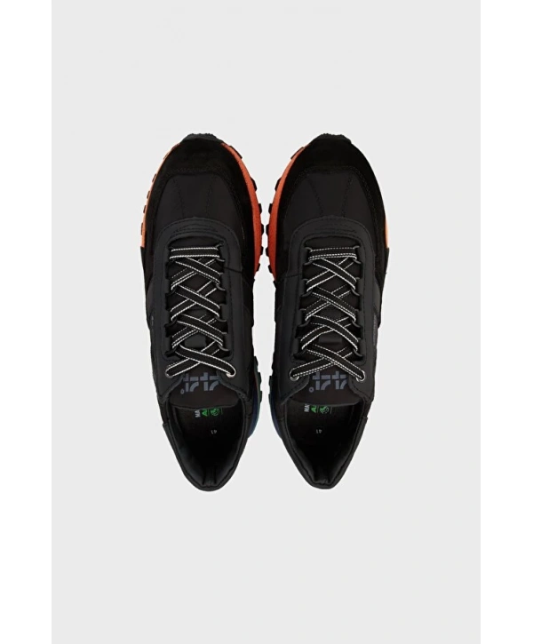 Erkek Günlük Ortopedik Akıllı Taban Spor Ayakkabı- Siyah-Turuncu