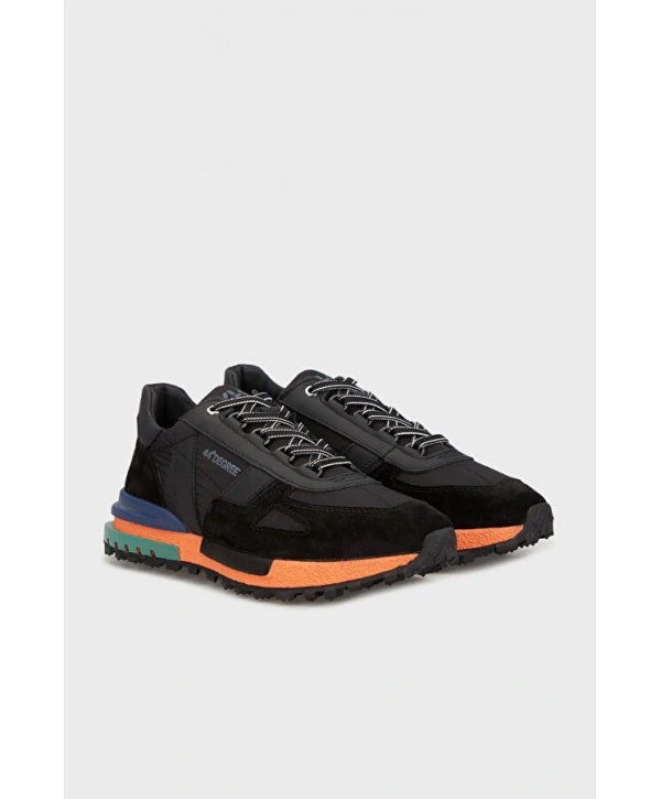 Erkek Günlük Ortopedik Akıllı Taban Spor Ayakkabı- Siyah-Turuncu