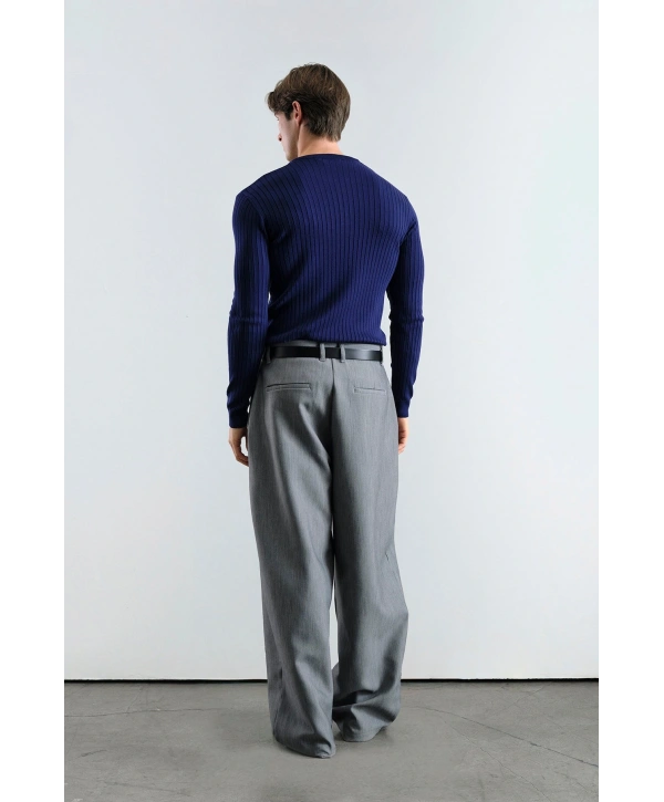 Erkek Hakim Yaka İnce Triko - Lacivert