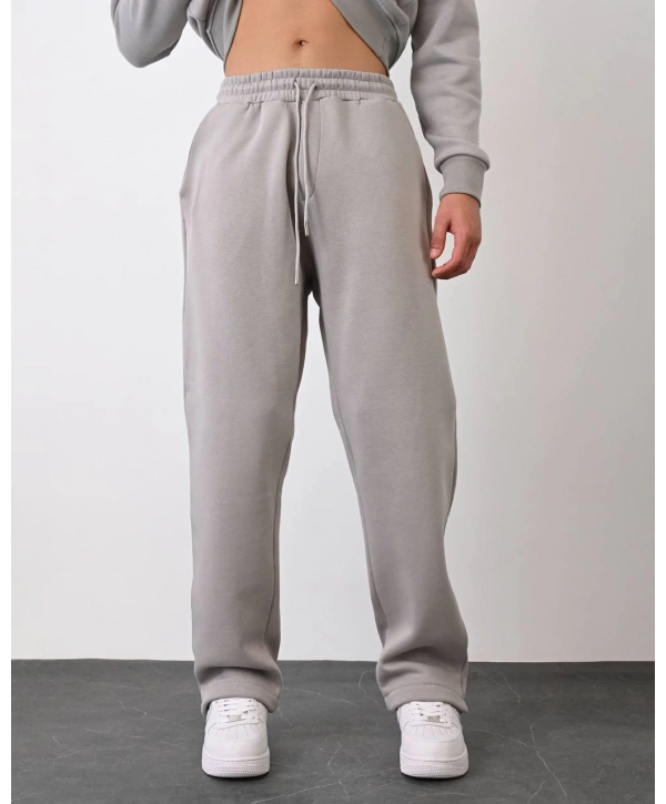 Erkek İçi Şardonlu Bagy Pantolon - Gri