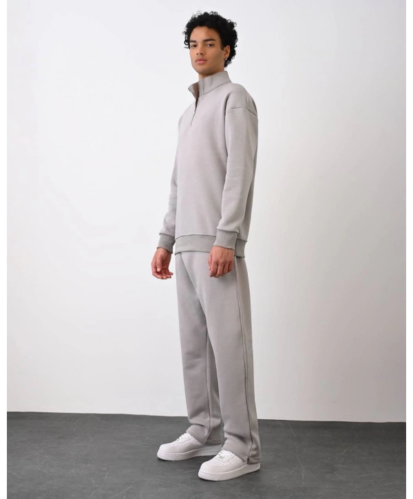 Erkek İçi Şardonlu Bagy Pantolon - Gri