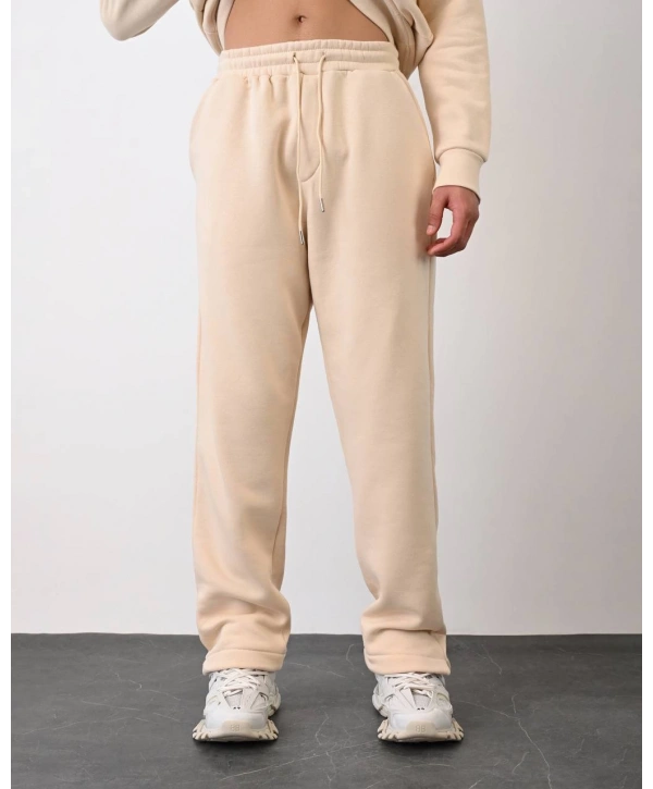 Erkek İçi Şardonlu Bagy Pantolon - Krem