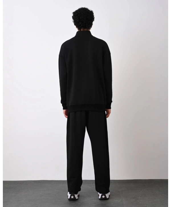 Erkek İçi Şardonlu Bagy Pantolon - Siyah