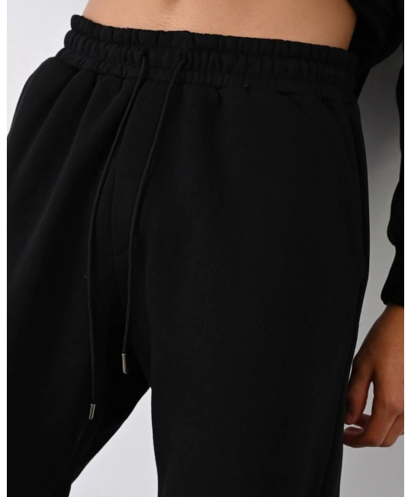 Erkek İçi Şardonlu Bagy Pantolon - Siyah