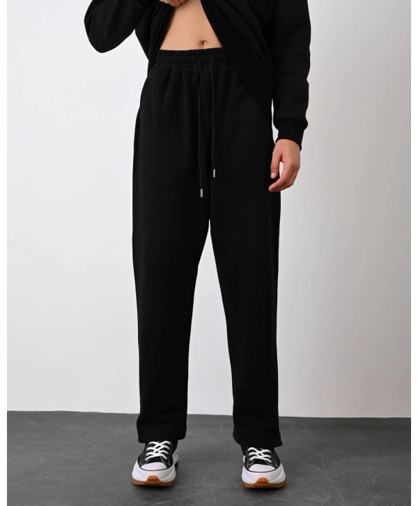 Erkek İçi Şardonlu Bagy Pantolon - Siyah