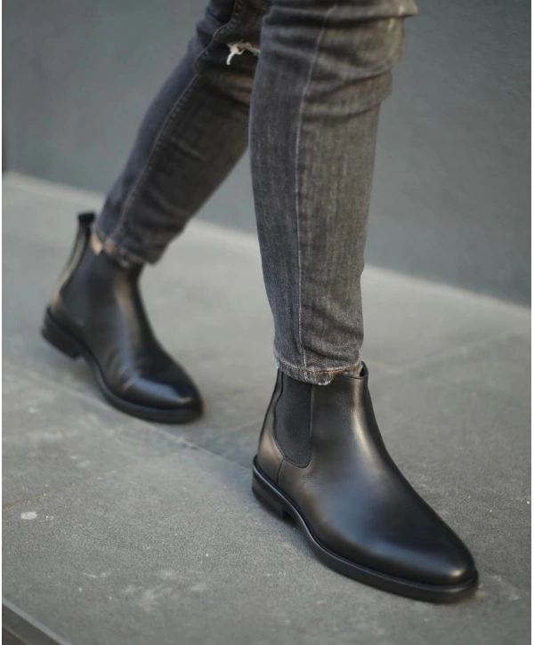 Erkek Klasik Taban Deri Bot - Siyah