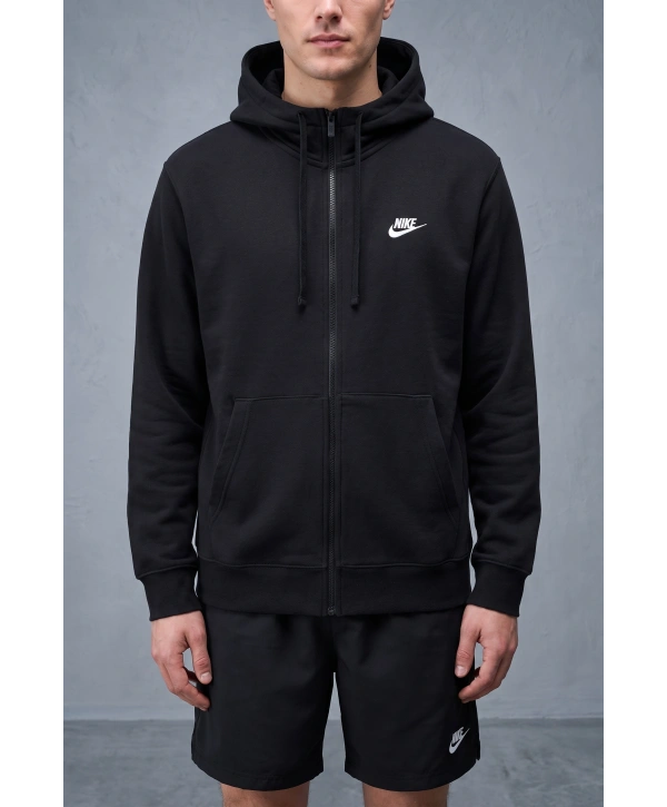 Erkek Nike Fermuarlı Kapüşonlu Hırka - Siyah
