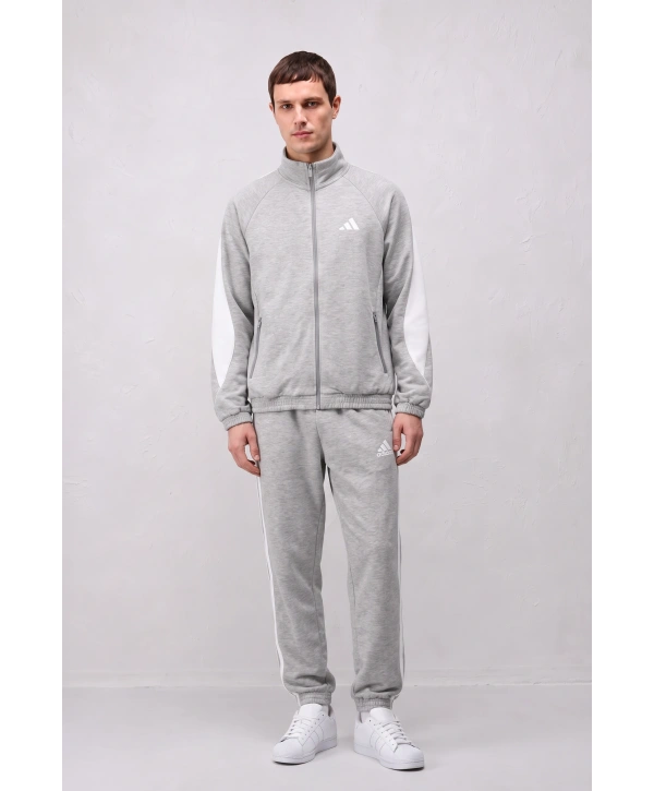 Erkek Normal Adidas Fermuarlı EşofmanTakım - Gri