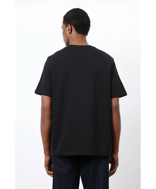 Erkek Normal Kalıp Bisiklet Yaka Thşört- Siyah