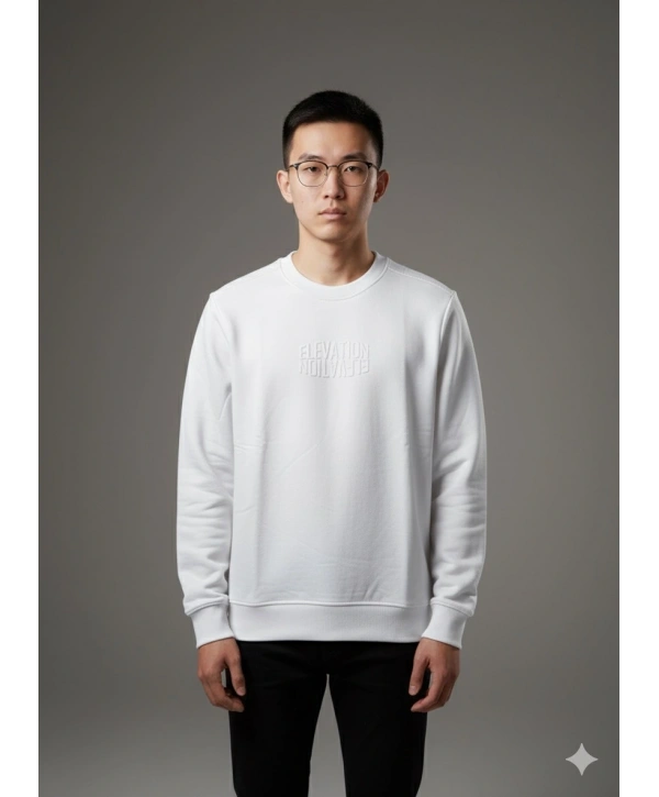 Erkek Normal Kalıp Elevatıon Yazılı Sweat- Beyaz