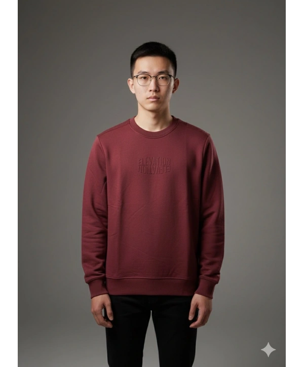 Erkek Normal Kalıp Elevatıon Yazılı Sweat- Bordo
