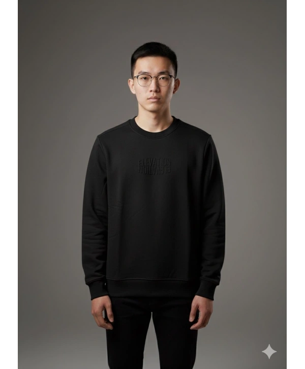 Erkek Normal Kalıp Elevatıon Yazılı Sweat- Siyah