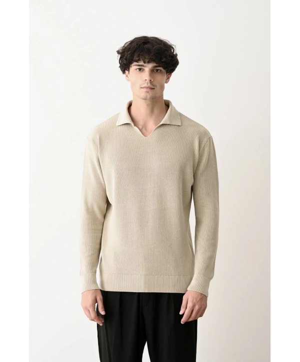 Erkek Normal Kalıp İçi Şardonlu Yakası Fermuarlı Legends Never Yazılı Sweatshirt -Beyaz