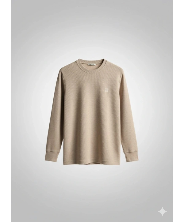 Erkek Normal Kalıp Kadife Kumaş Sweat- Krem