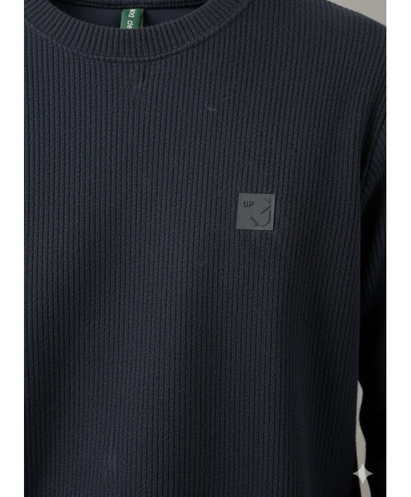 Erkek Normal Kalıp Kadife Kumaş Sweat- Lacivert