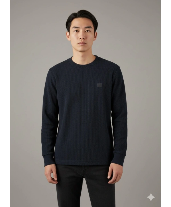 Erkek Normal Kalıp Kadife Kumaş Sweat- Lacivert