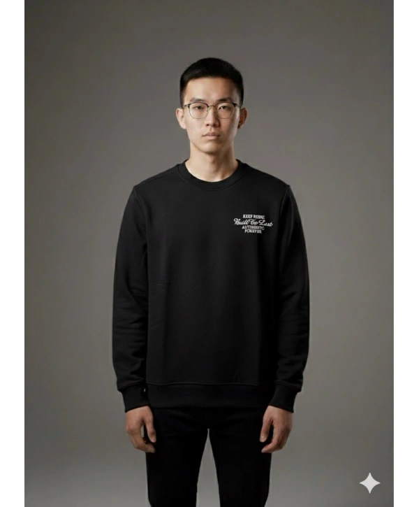 Erkek Normal Kalıp Keep Rısıng Yazılı Sweat- Siyah