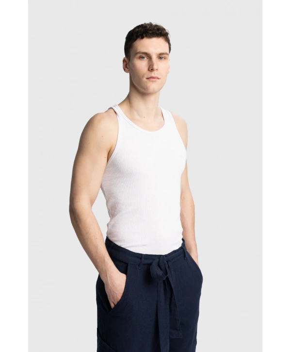 Erkek Normal Kalıp Sporcu Atleti - Beyaz