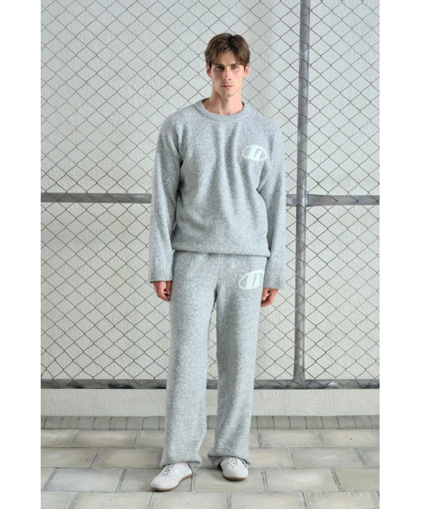 Erkek Normal Kesim Bisiklet Yaka Triko- Gri