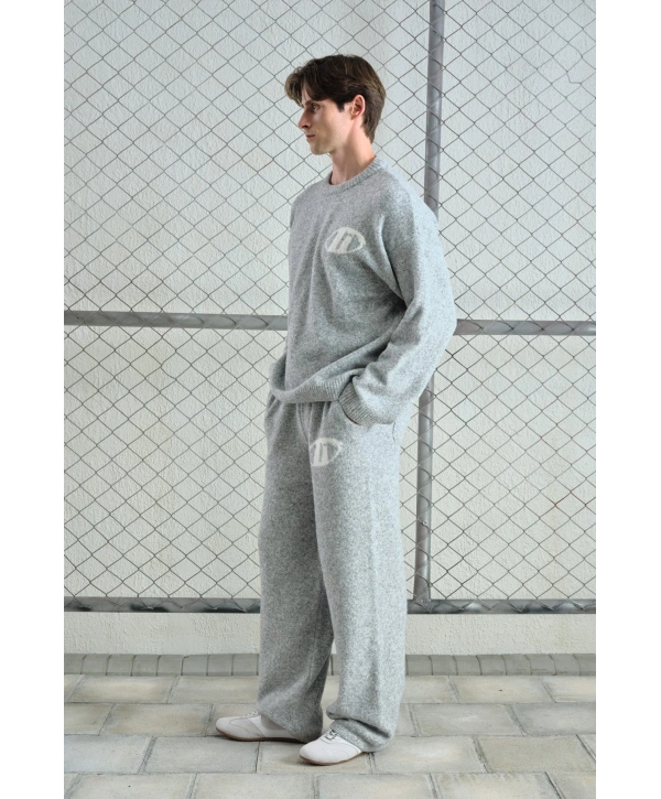 Erkek Normal Kesim Bisiklet Yaka Triko- Gri