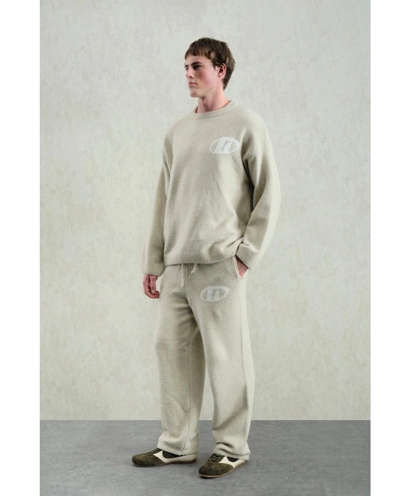 Erkek Normal Kesim Bisiklet Yaka Triko- Krem