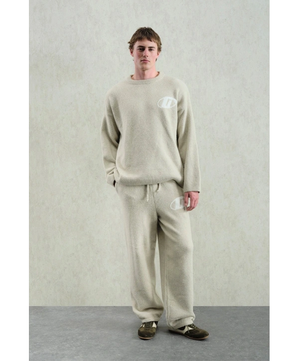 Erkek Normal Kesim Bisiklet Yaka Triko- Krem