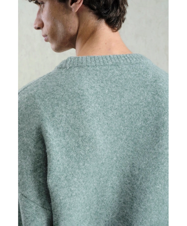 Erkek Normal Kesim Bisiklet Yaka Triko- Su Yeşili