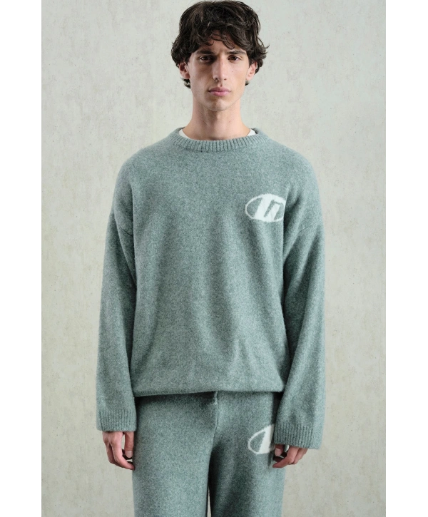 Erkek Normal Kesim Bisiklet Yaka Triko- Su Yeşili