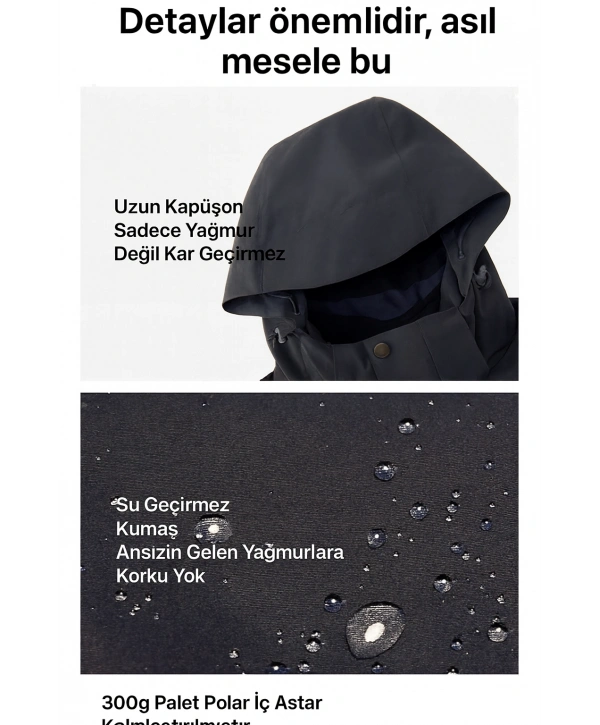 Erkek Normal Kesim Kaz Tüyü Outdoor Fermuarlı Mont-Siyah-Yeşil