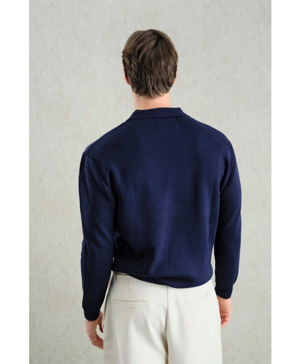 Erkek Normal Kesim Polo Yaka Triko -Lacivert