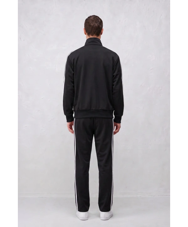Erkek Owersize Adidas Fermuarlı EşofmanTakım - Siyah
