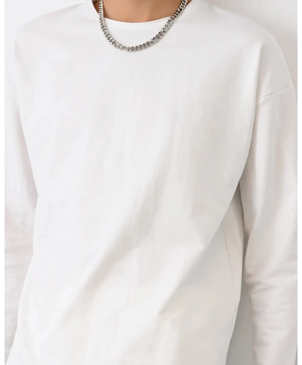 Erkek Owersize Bisiklet Yaka Basic Sweatshirt - Beyaz