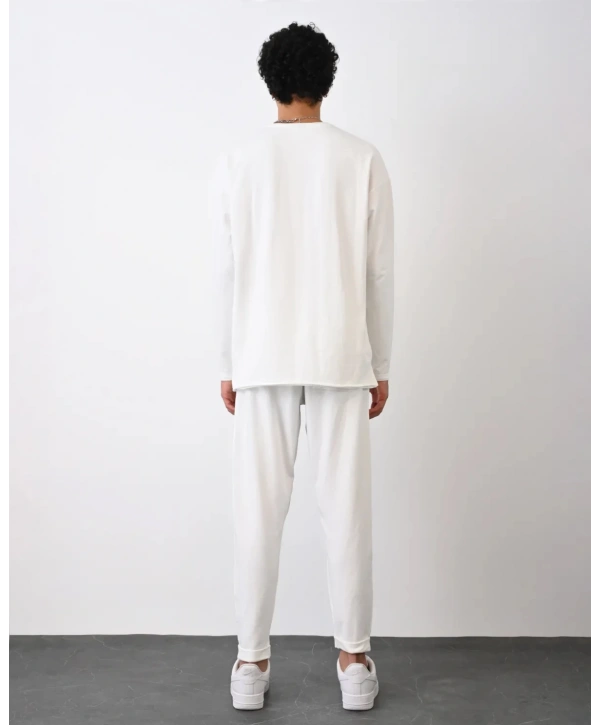 Erkek Owersize Bisiklet Yaka Basic Sweatshirt - Beyaz