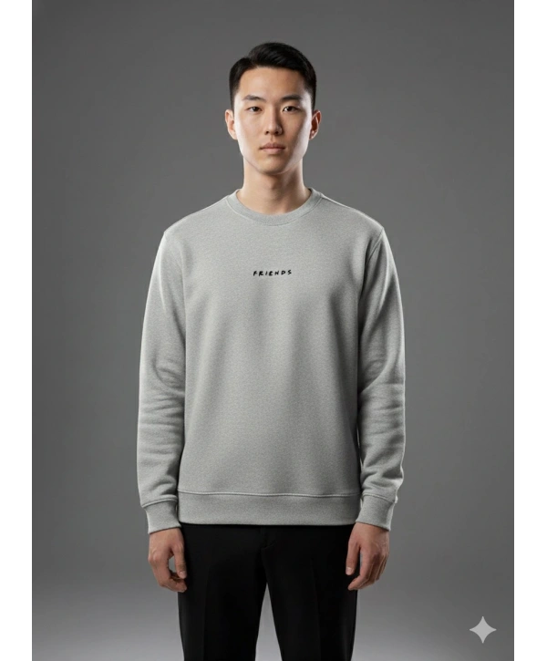 Erkek Owersize Frıends Yazılı Sweat- Gri