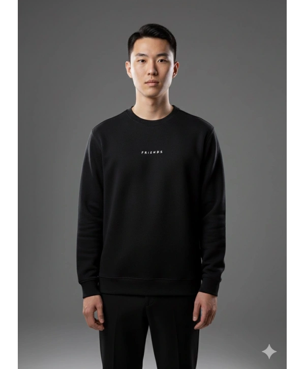 Erkek Owersize Frıends Yazılı Sweat- Siyah