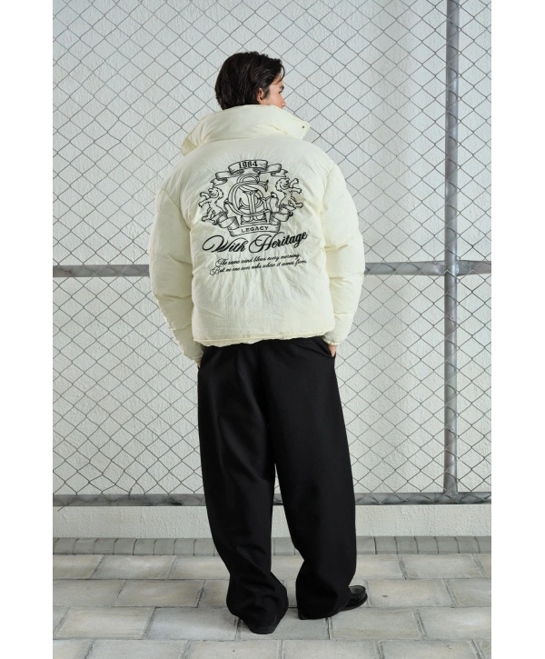 Erkek Owersize Jel Dolgu Şişme Mont- Beyaz