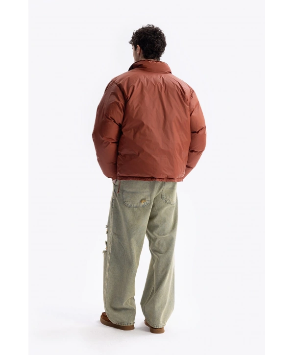 Erkek Owersize Jel Dolgu Şişme Mont-Kırmızı