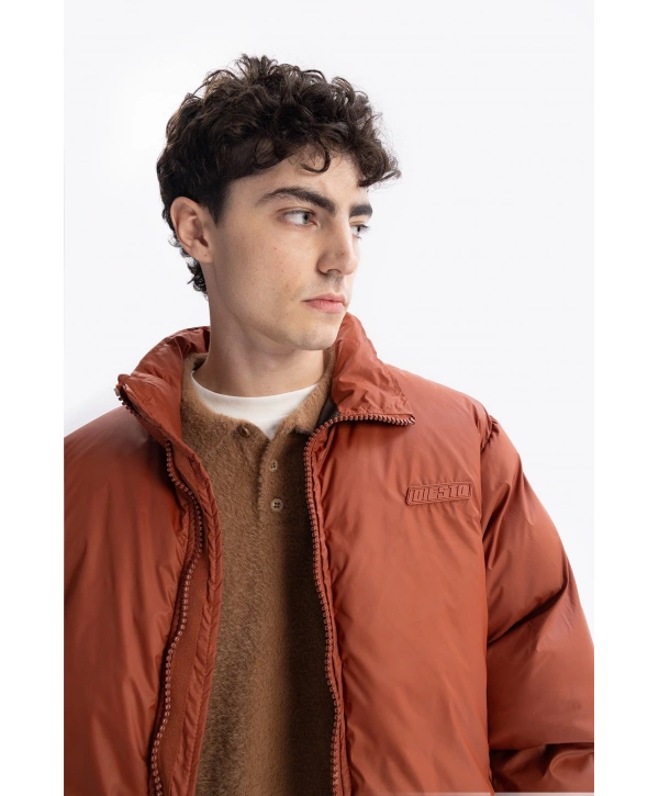 Erkek Owersize Jel Dolgu Şişme Mont-Kırmızı