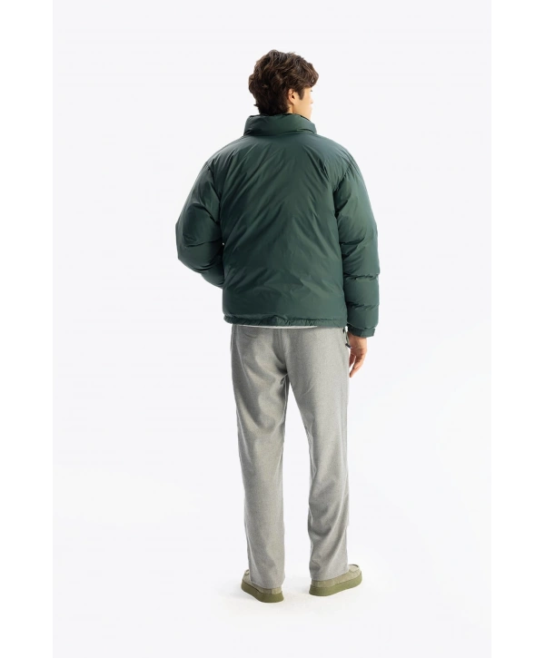 Erkek Owersize Jel Dolgu Şişme Mont-Yeşil