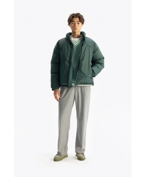 Erkek Owersize Jel Dolgu Şişme Mont-Yeşil