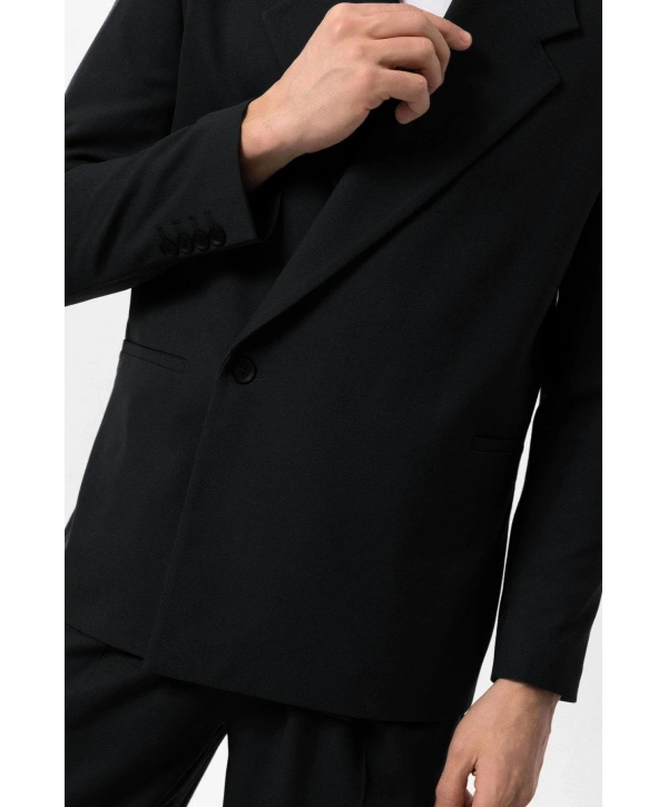 Erkek Owersıze Likralı KruvazeTakım Elbise-Siyah