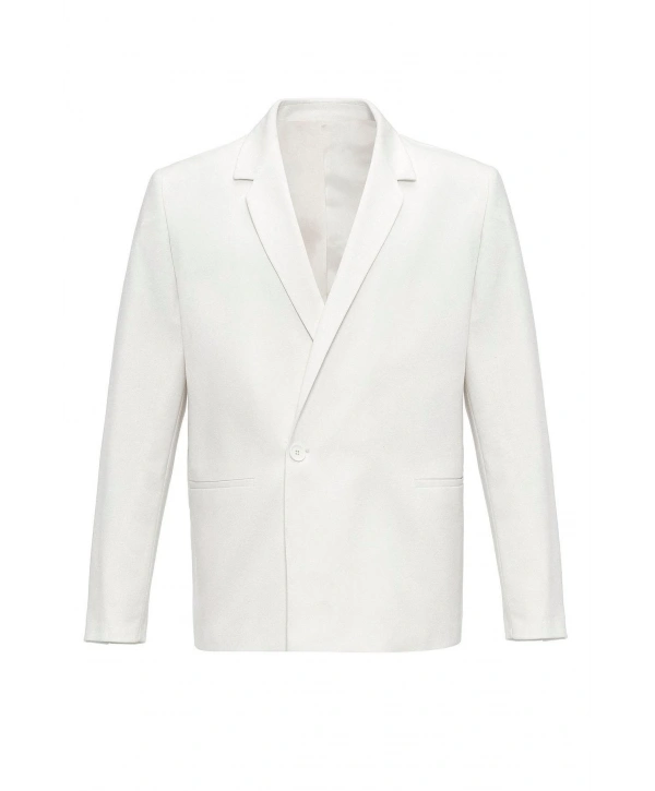 Erkek Owersıze Likralı Takım Elbise-Beyaz