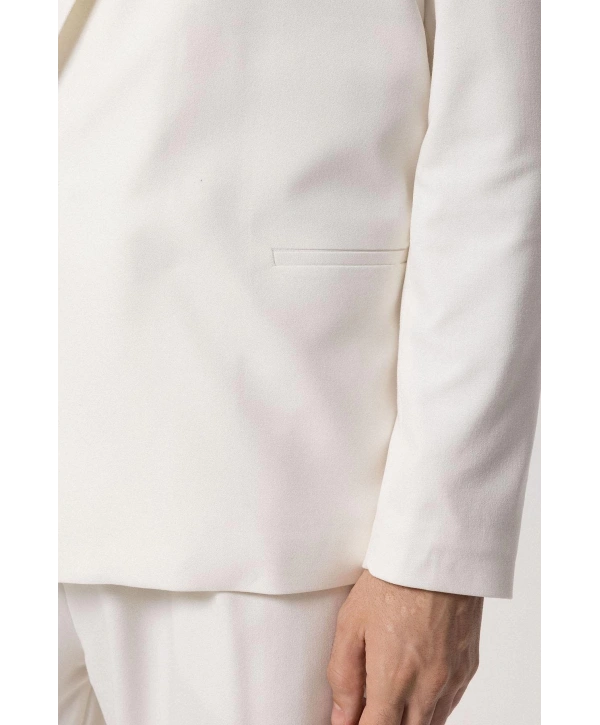 Erkek Owersıze Likralı Takım Elbise-Beyaz