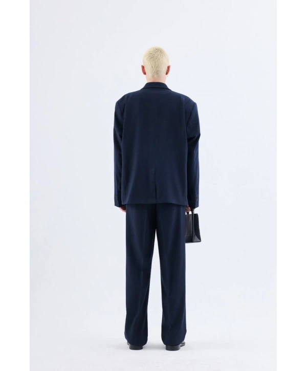 Erkek Owersıze Likralı Takım Elbise-Lacivert