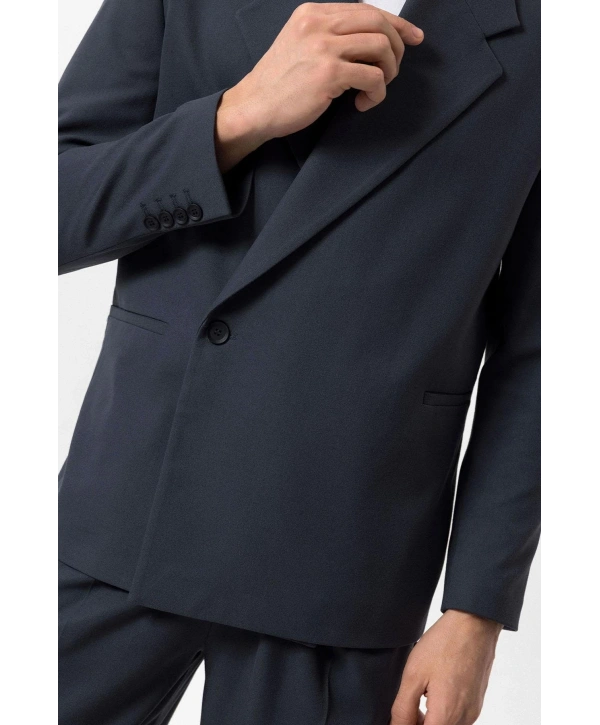 Erkek Owersıze Likralı Takım Elbise-Lacivert