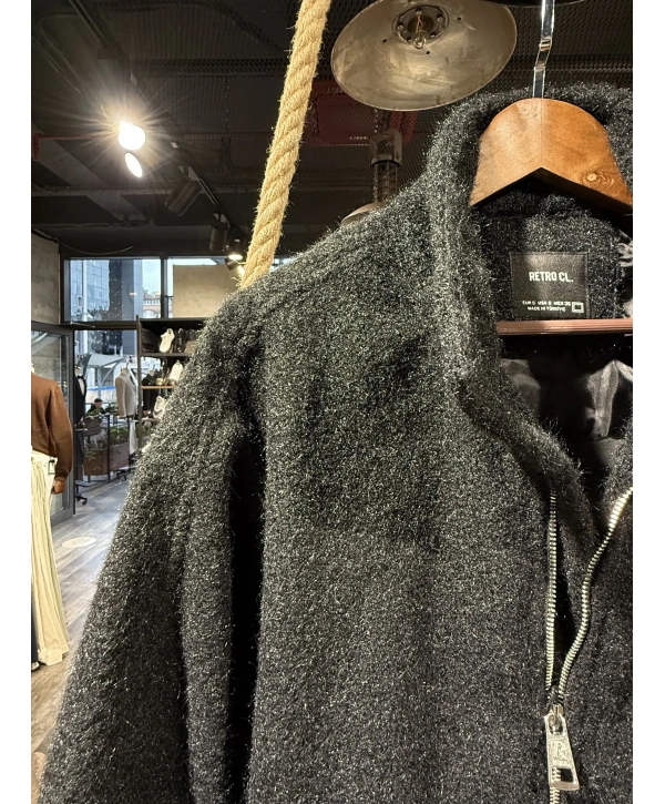 Erkek Owersıze Önü Fermuarlı Kaşe Mont - Füme