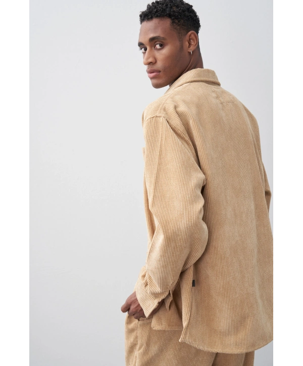 Erkek Owersize Salaş Kesim Fitilli KadifeTakım -Taş